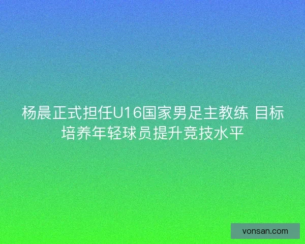 杨晨正式担任U16国家男足主教练 目标培养年轻球员提升竞技水平 杨晨正式担任U16国家男足主教练 目标培养年轻球员提升竞技水平